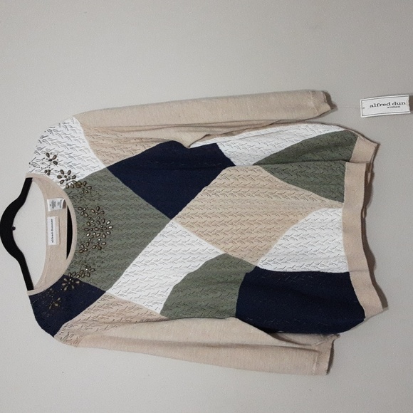 Vintage Alfred DUNNER sweater pullover WOMEN 2X beige casual textured boho  y2k - Picture 1 of 8